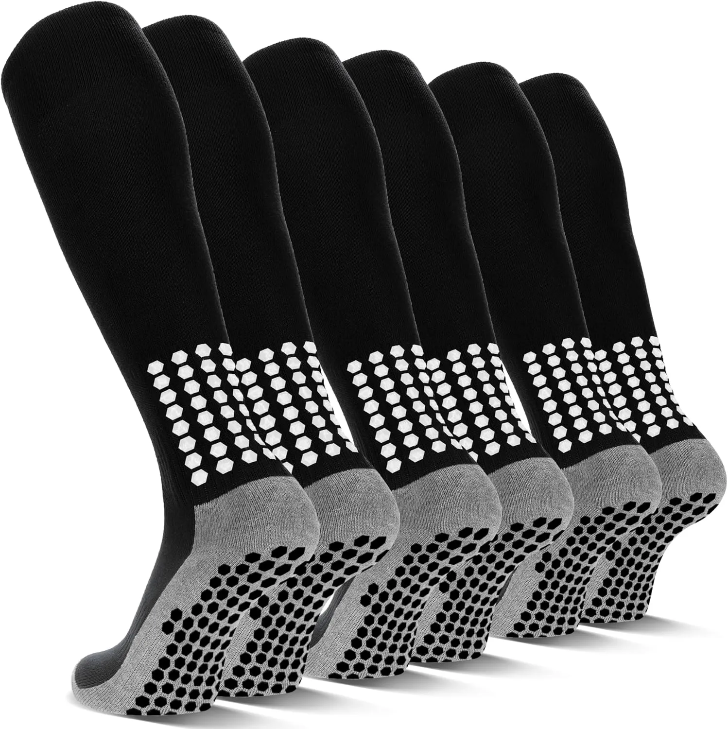 3 Pairs Grip Soccer Socks Men Cushioned Non Slip Football Basketball Sports Socks Knee High Long Socks