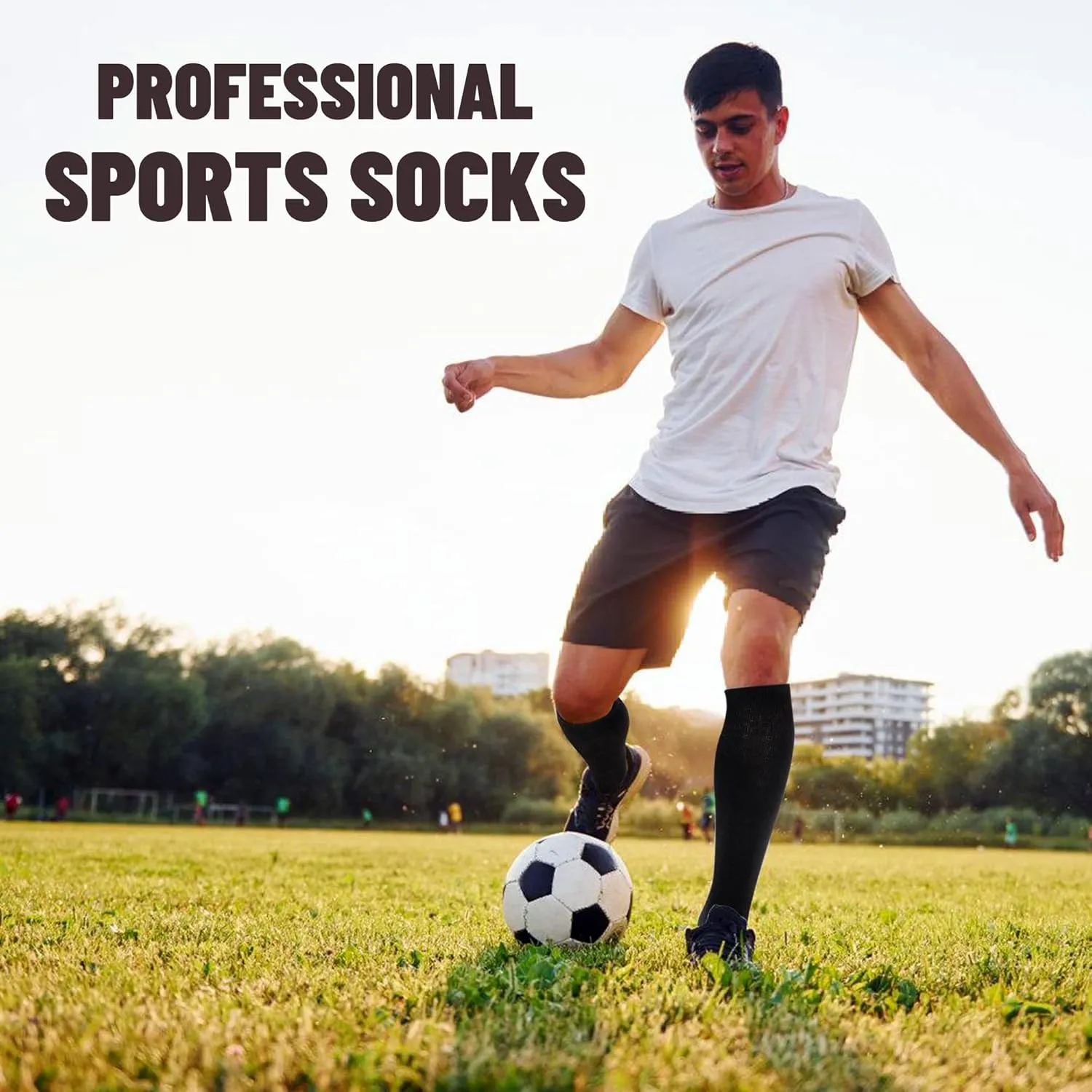 3 Pairs Grip Soccer Socks Men Cushioned Non Slip Football Basketball Sports Socks Knee High Long Socks