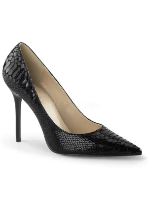 4" Pointed-Toe Snake Print Leather Pump