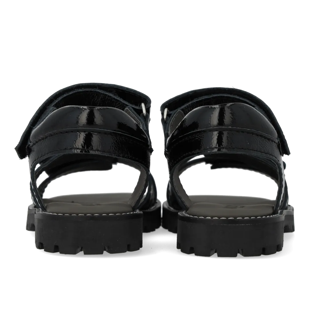 Adjustable leather sandal with velcro