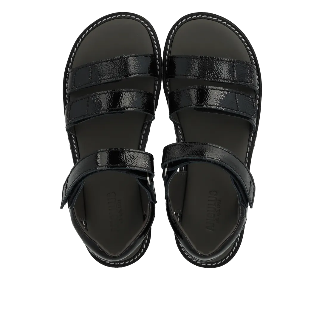 Adjustable leather sandal with velcro
