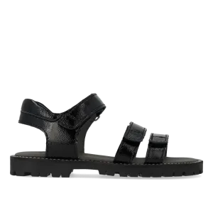 Adjustable leather sandal with velcro