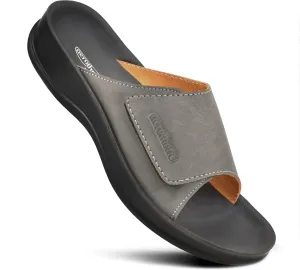 AEROTHOTIC Stylish Adjustable Strap with Hook and Loop Open Toe Comfort Slides for Women
