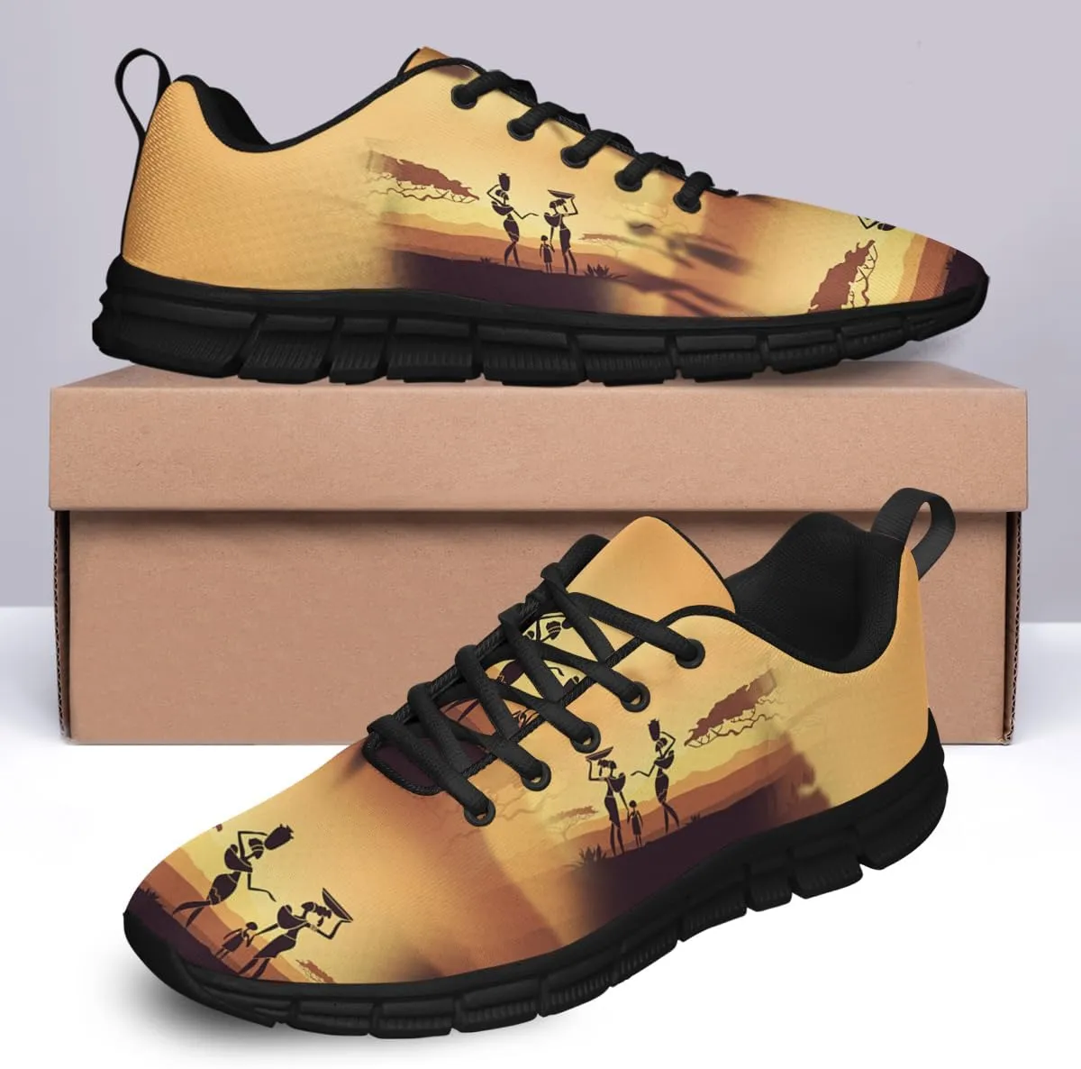 African Woman On Sunset Shoes Men Women Running Shoes Non Slip Soft Lightweight Walking Sneakers
