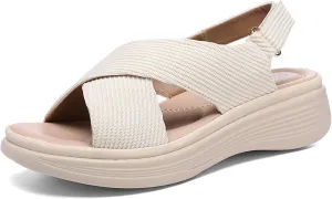 Altxic Women's Open Toe Crisscross Woven Comfy Casual Adjustable Buckle Strap Slingback Casual Walking Sport Sandals