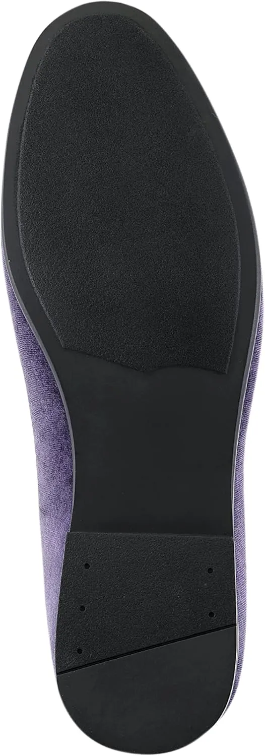 Amali Tiago- The Original Men's Faux Velvet Slip On Loafer with Jeweled Bit and Matching Piping - Mens Smoking Slip On Shoes - Formal Tuxedo Dress Shoe Loafers for Men