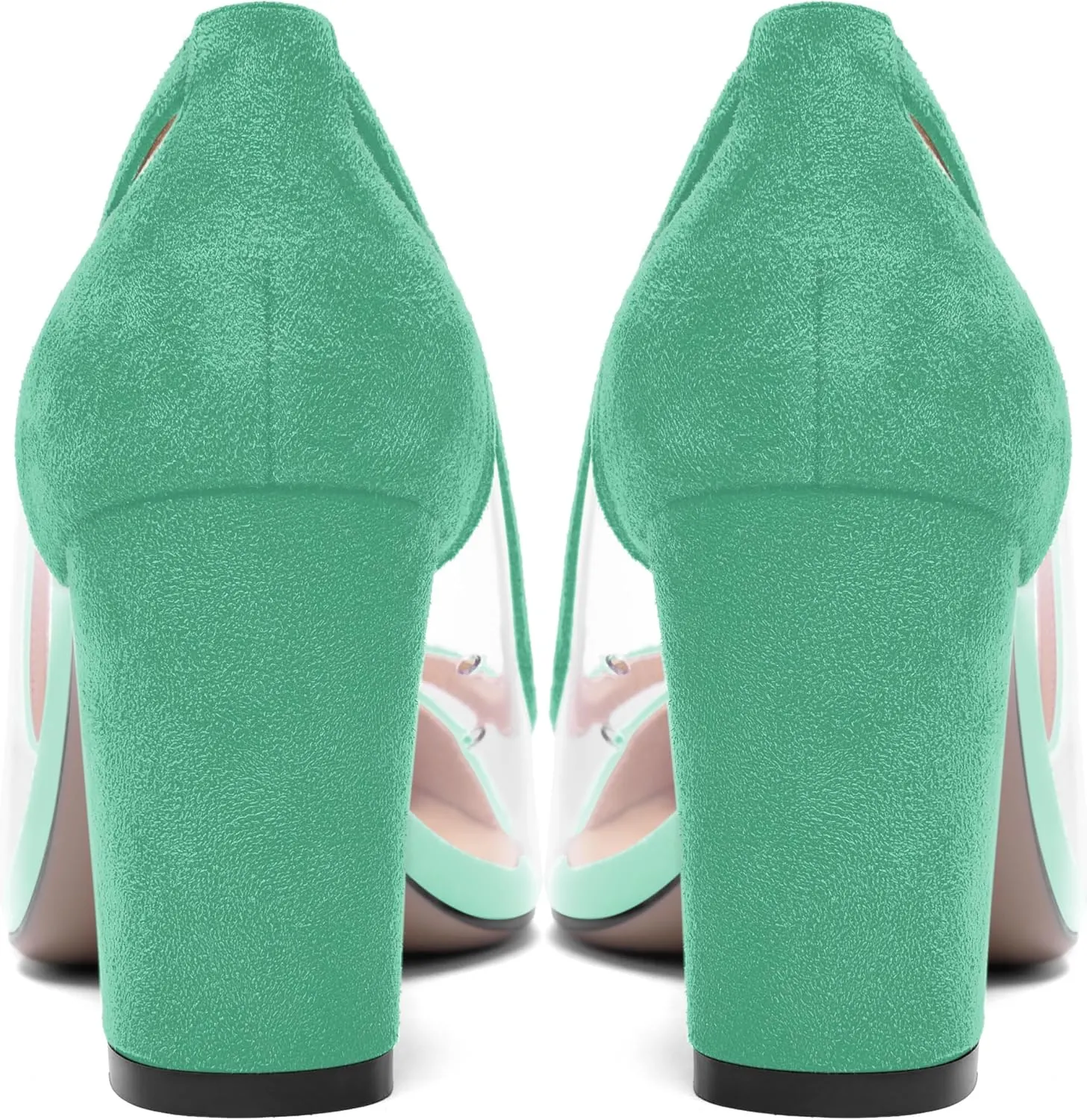 AMBELIGHT Womens Dress Slip On Suede Office Pointed Toe Block High Heel Pumps Shoes 3.3 Inch