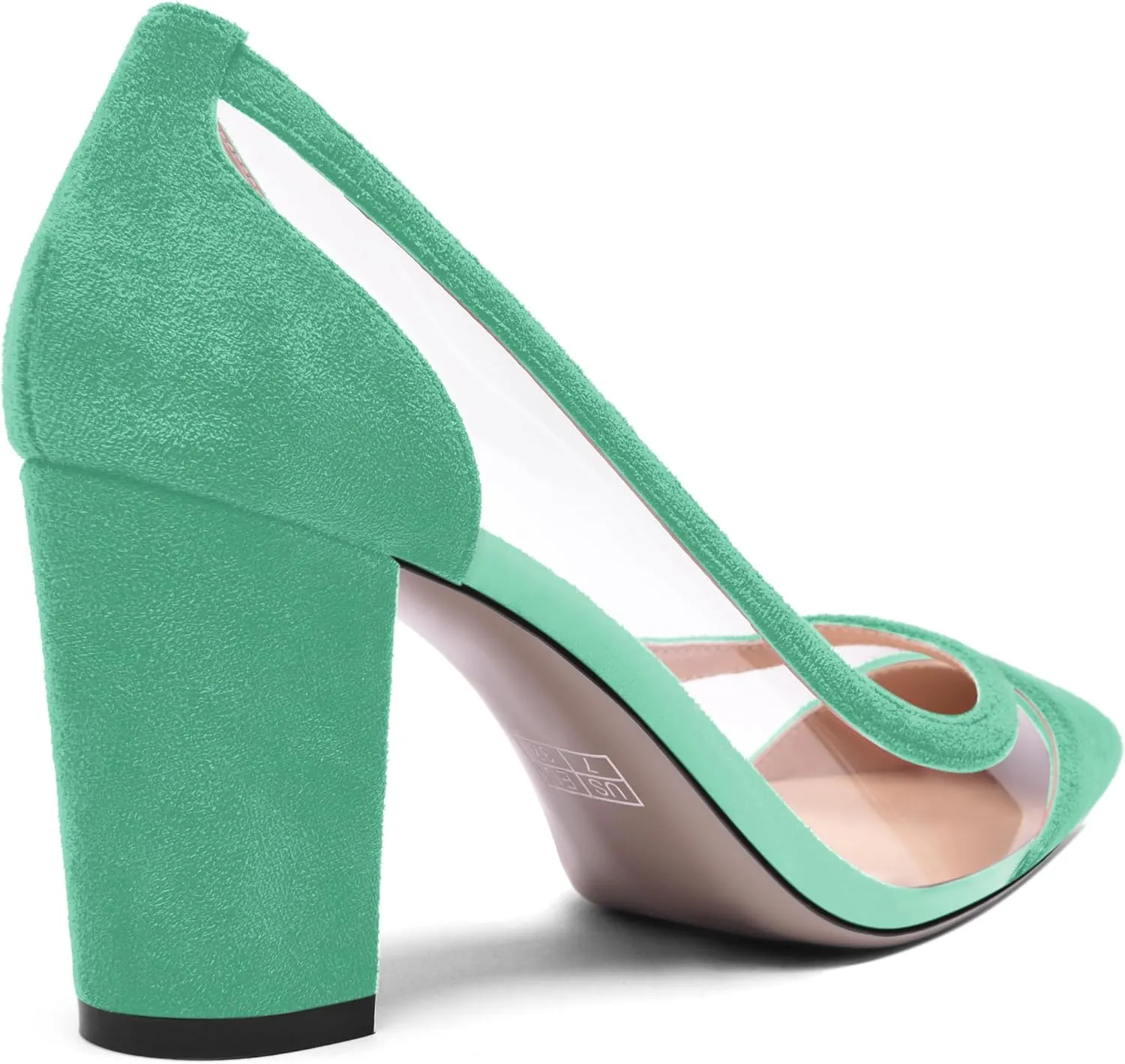 AMBELIGHT Womens Dress Slip On Suede Office Pointed Toe Block High Heel Pumps Shoes 3.3 Inch