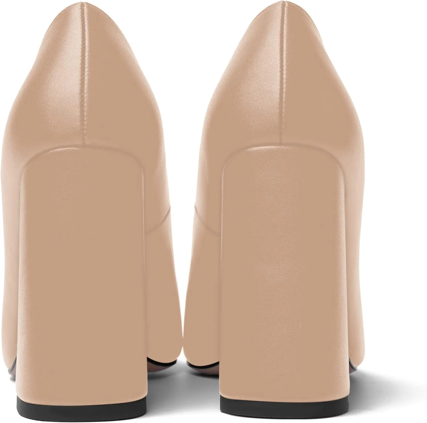AMBELIGHT Womens Slip On Block Suede Evening Dress Pointed Toe Chunky High Heel Pumps Shoes 4 Inch