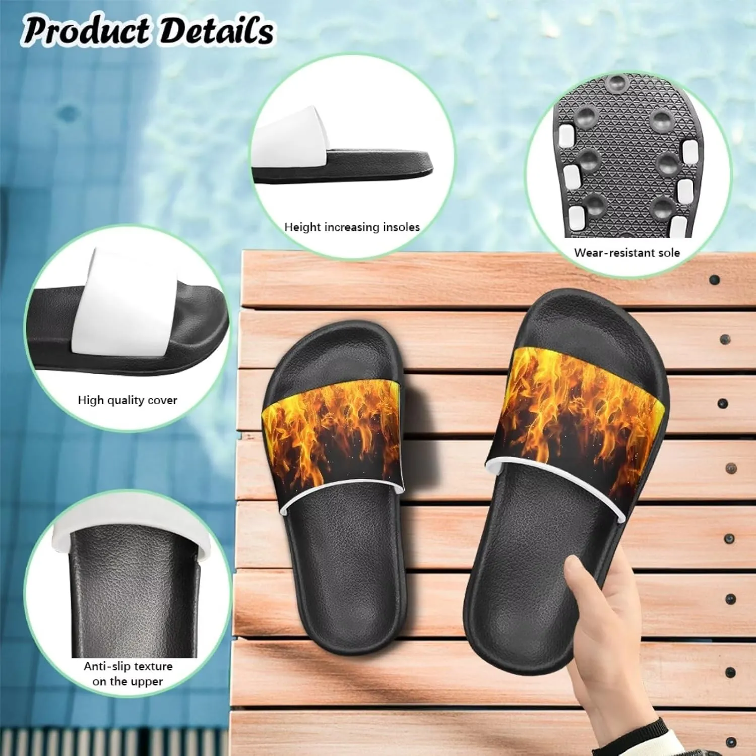 American Flag Slides Kids Sandals with Non-Slip Boys Girls Summer Casual House Shower Shoes
