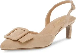 Anne Klein Womens IVA Faux Suede Slingback Pumps