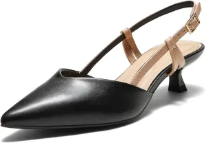 Arromic Women's Slingback Kitten Heels Closed Toe Pointed Toe Low Pump Dress Work Bridal Wedding Heel Shoes
