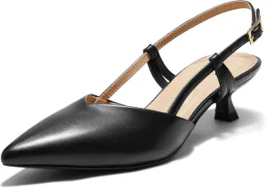 Arromic Women's Slingback Kitten Heels Closed Toe Pointed Toe Low Pump Dress Work Bridal Wedding Heel Shoes