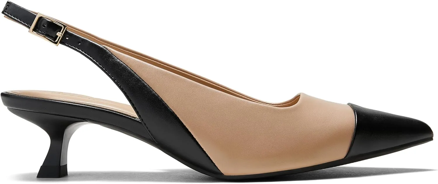 Arromic Women's Slingback Kitten Heels Closed Toe Pointed Toe Low Pump Dress Work Bridal Wedding Heel Shoes