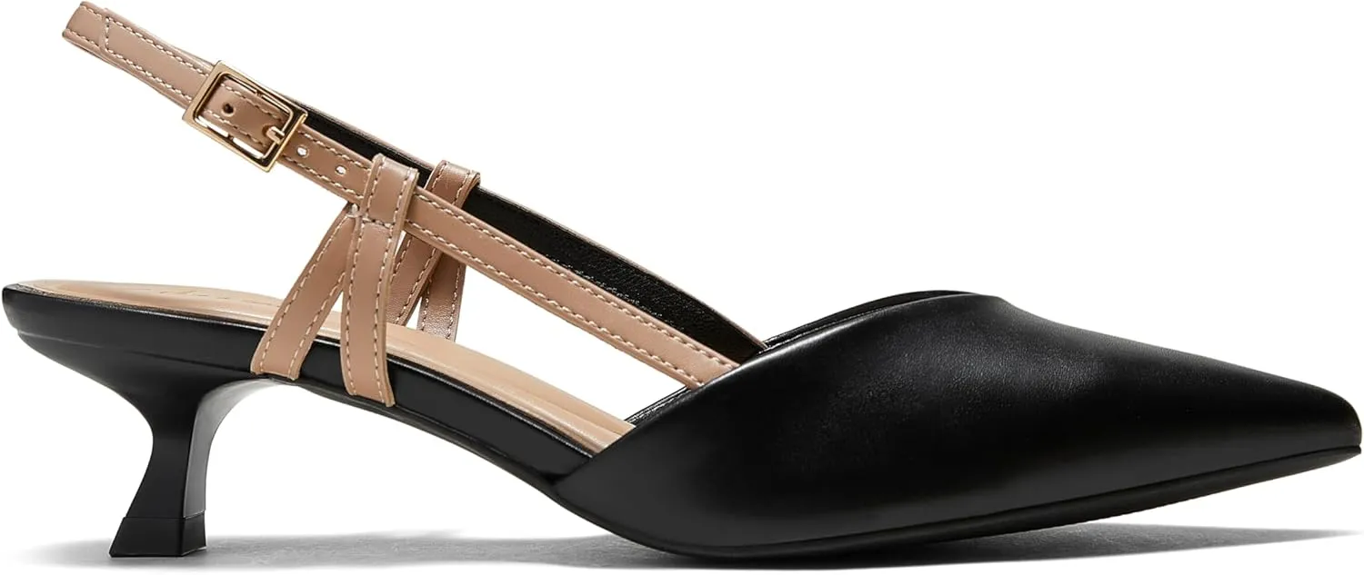 Arromic Women's Slingback Kitten Heels Closed Toe Pointed Toe Low Pump Dress Work Bridal Wedding Heel Shoes