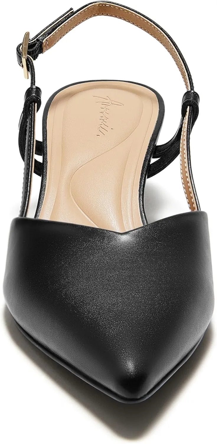 Arromic Women's Slingback Kitten Heels Closed Toe Pointed Toe Low Pump Dress Work Bridal Wedding Heel Shoes