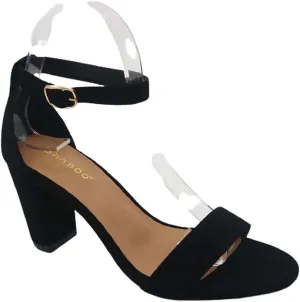 BAMBOO Women's Mid Chunky Heel Sandal with Ankle Strap