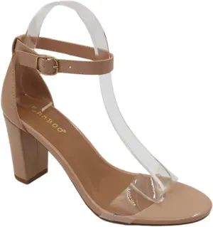 BAMBOO Women's Mid Chunky Heel Sandal with Ankle Strap
