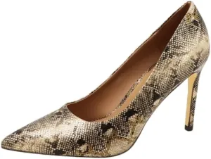 BAMBOO Women's Pointed Toe Snake Print Stiletto Heel Pump