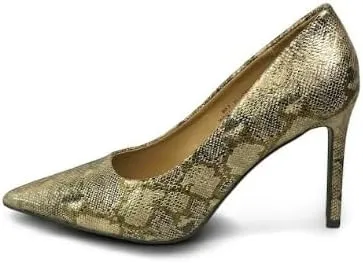 BAMBOO Women's Pointed Toe Snake Print Stiletto Heel Pump