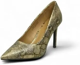 BAMBOO Women's Pointed Toe Snake Print Stiletto Heel Pump