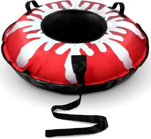 BBTO 43.3 Heavy Duty Snow Tube with Canvas Cover Inflatable Snowflake Tube Sled Winter Snow Sled Winter Outdoor Fun Toys Christmas Birthday Gift for Adults Women Men