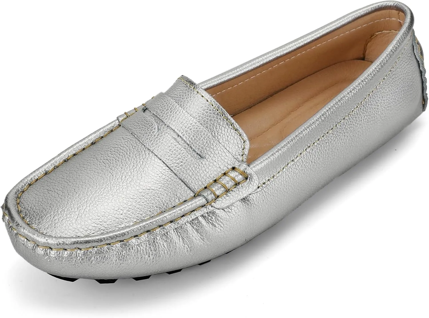 BEAUSEEN Women's Genuine Leather Penny Loafers Classic Driving Moccasins Casual Slip On Comfort Women Loafer Shoes