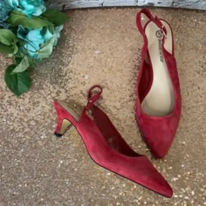 Bella Vita Red Leather Scarlett Slingback Pumps 10