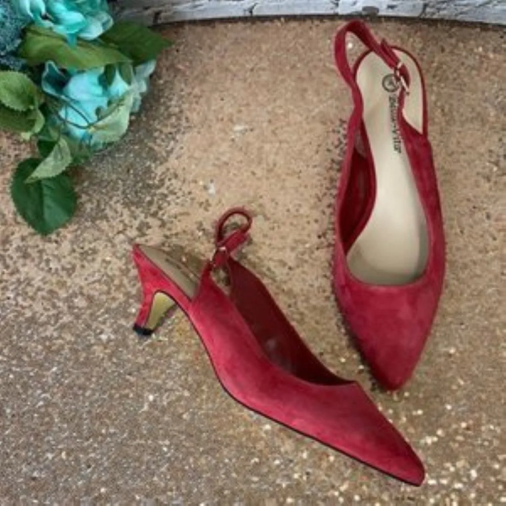 Bella Vita Red Leather Scarlett Slingback Pumps 10
