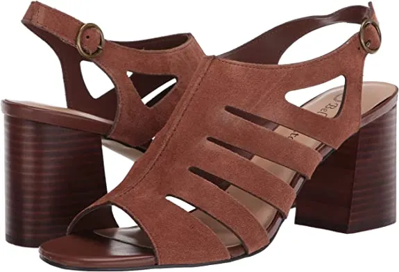 Bella Vita Women's Fashion Casual Heeled Sandal, Camel Suede Leather, 7