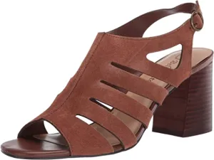 Bella Vita Women's Fashion Casual Heeled Sandal, Camel Suede Leather, 7