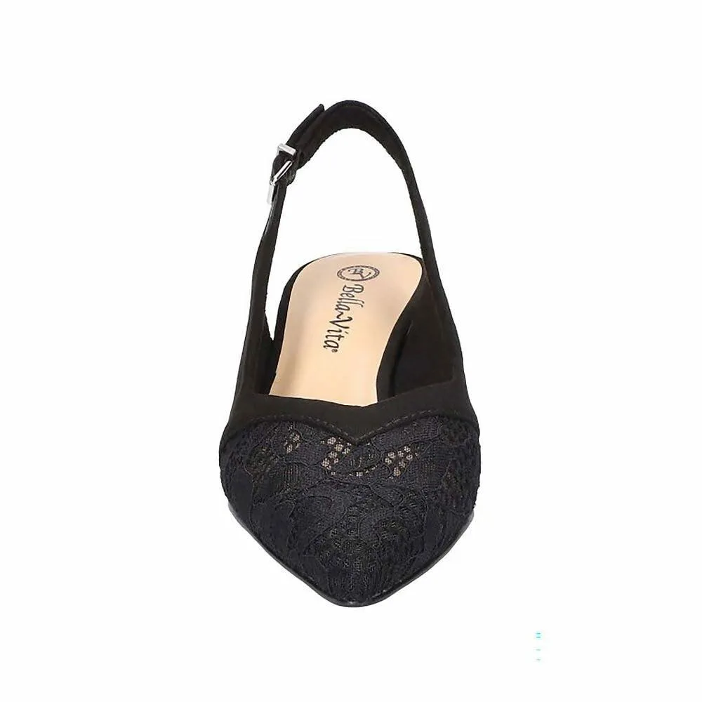 Bella Vita Women's Marquette Pump, Black Suede, 7.5 Wide