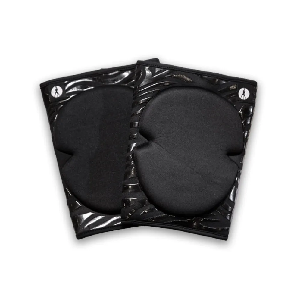 BLACK GRIPPY KNEEPADS - EXTRA THICK 12MM PADDING WITH ZEBRA GRIP STRIPES (SLIDE ON)