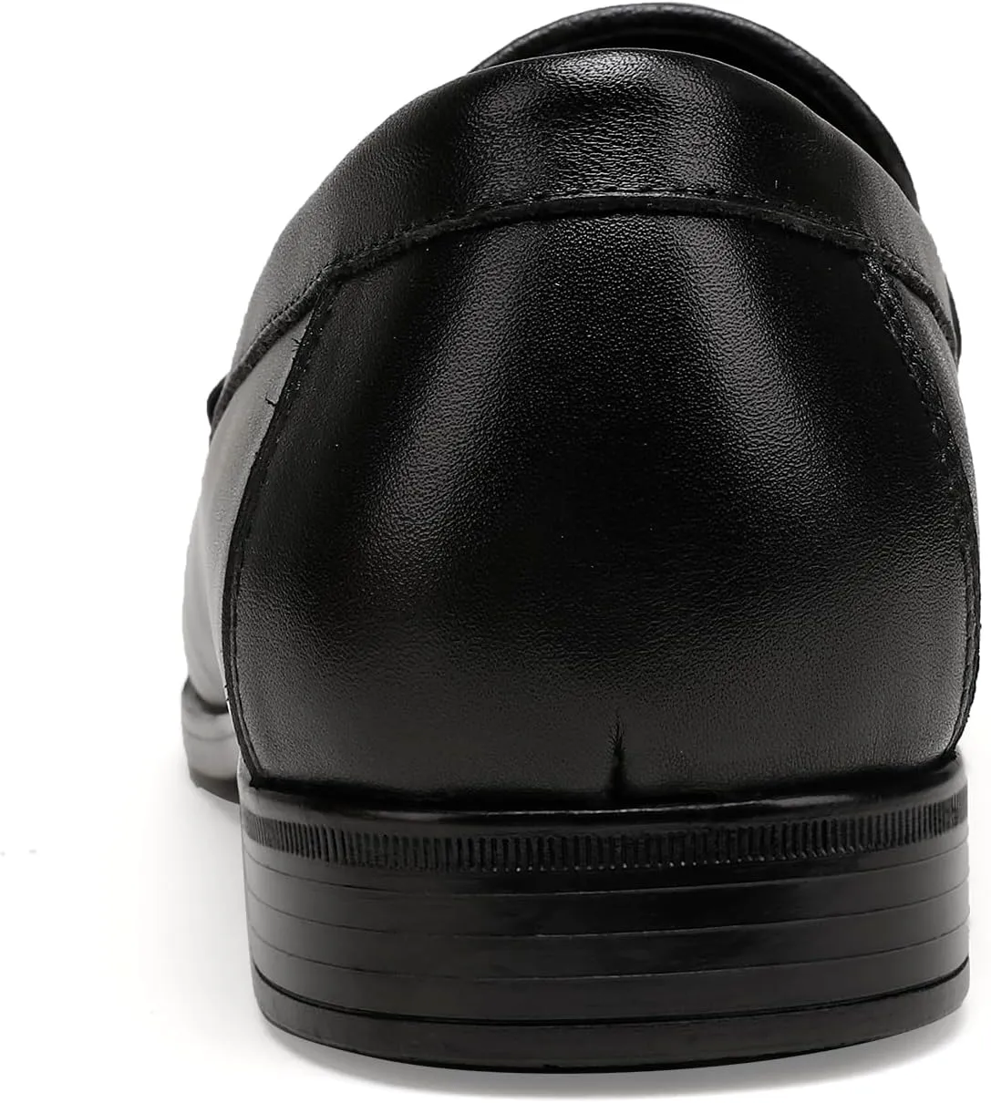Black Leather Dress Shoes for Men, Casual Metal Buckle Formal Business Shoes Wedding Slip on Loafer Party Dress Shoes