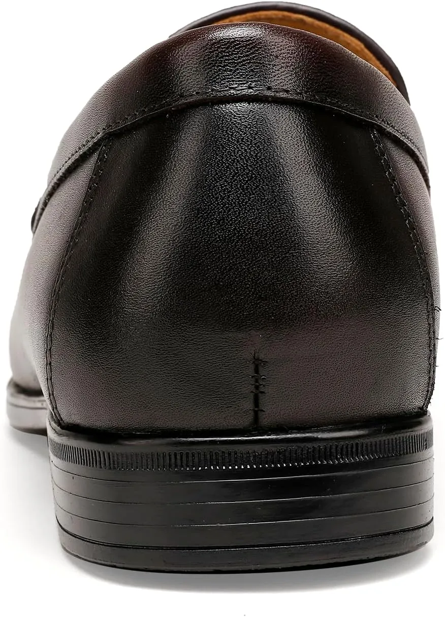 Black Leather Dress Shoes for Men, Casual Metal Buckle Formal Business Shoes Wedding Slip on Loafer Party Dress Shoes