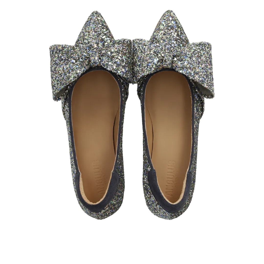 Bow pump in sparkling glitter