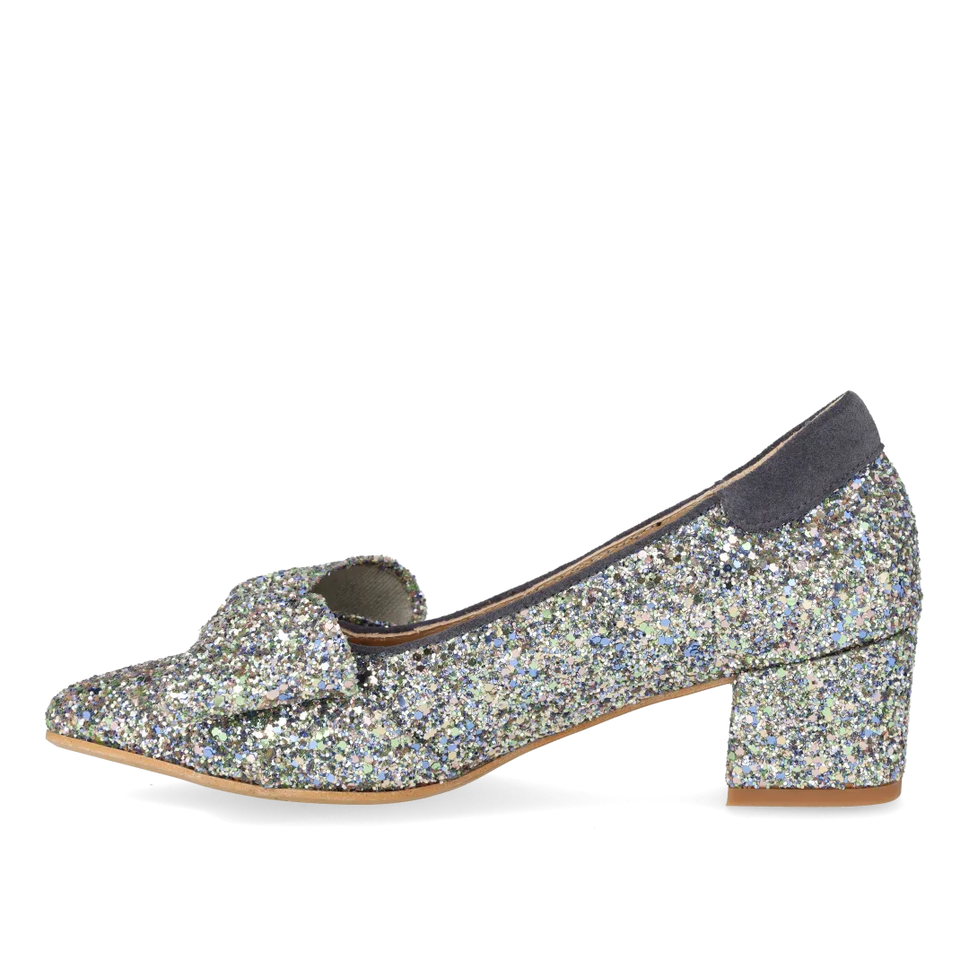 Bow pump in sparkling glitter