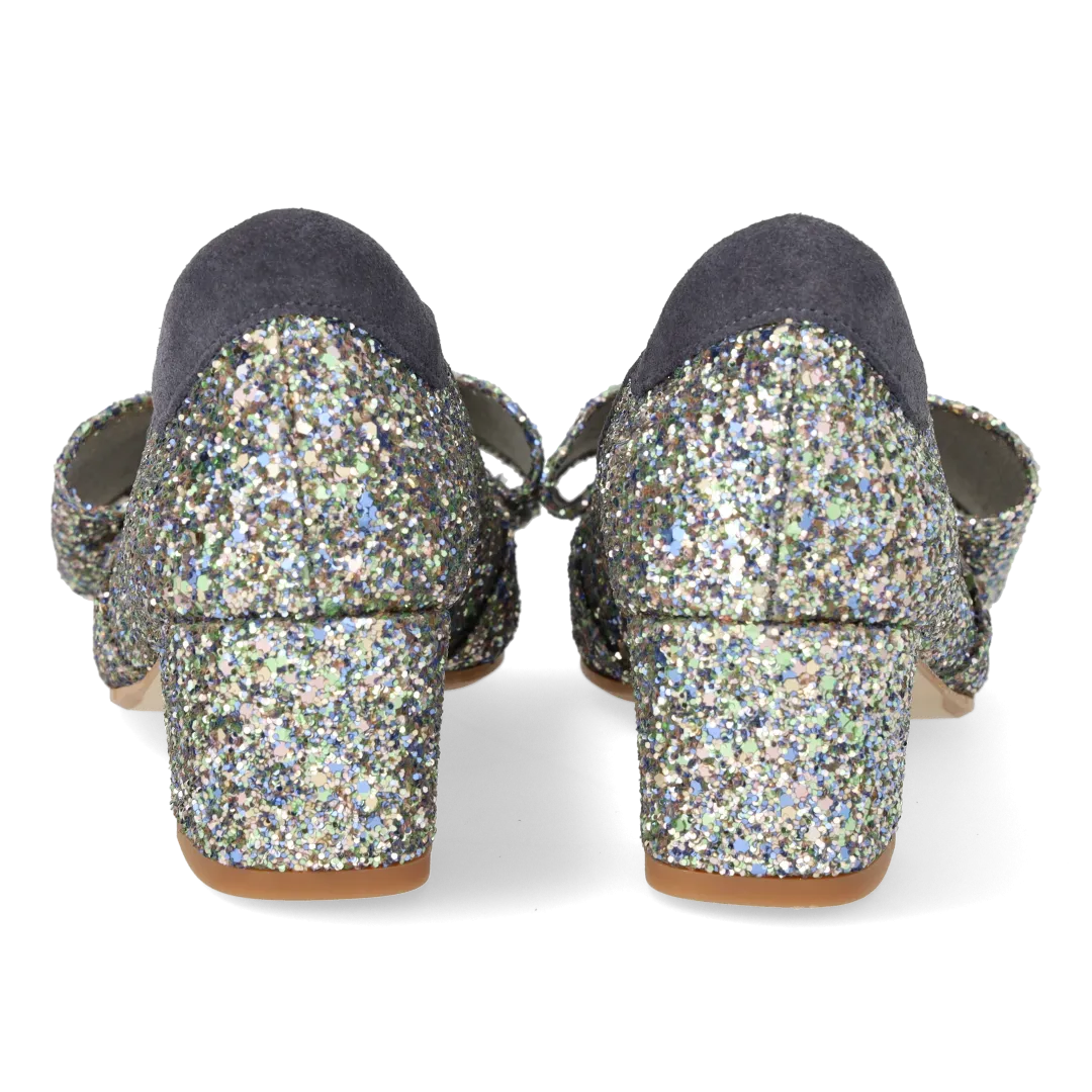 Bow pump in sparkling glitter