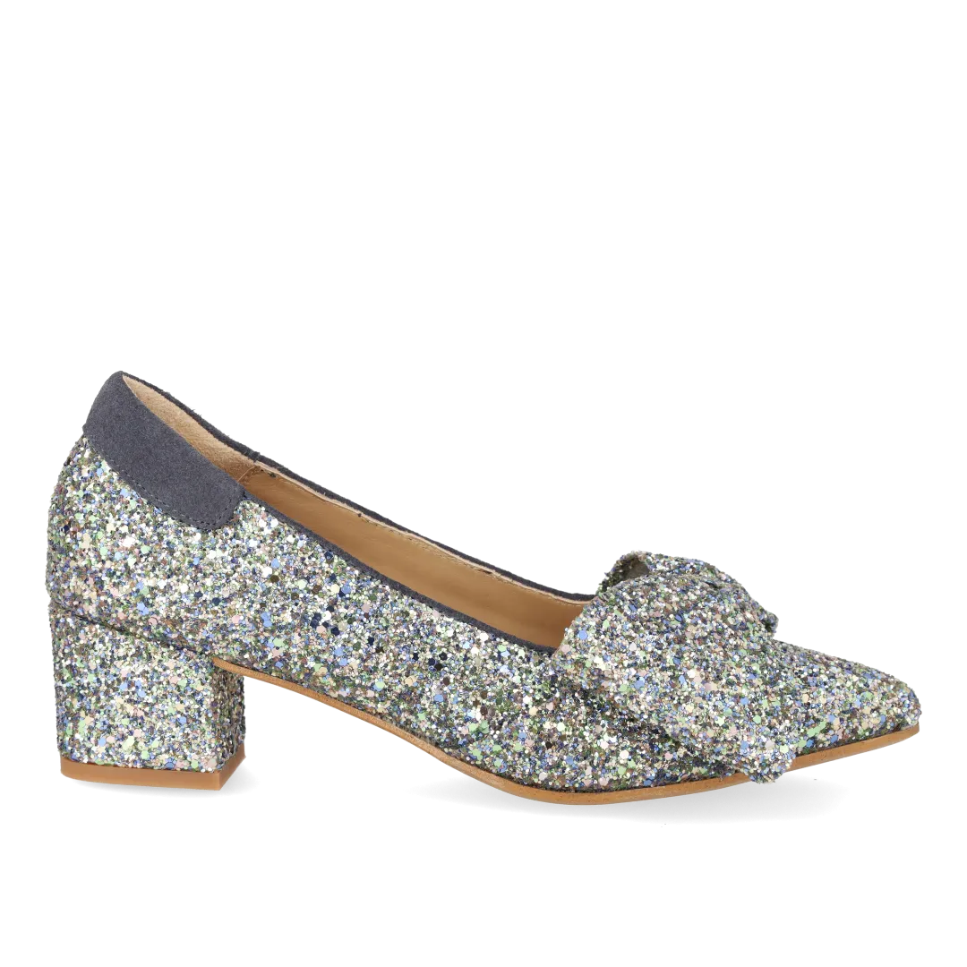 Bow pump in sparkling glitter