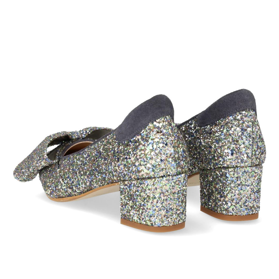 Bow pump in sparkling glitter