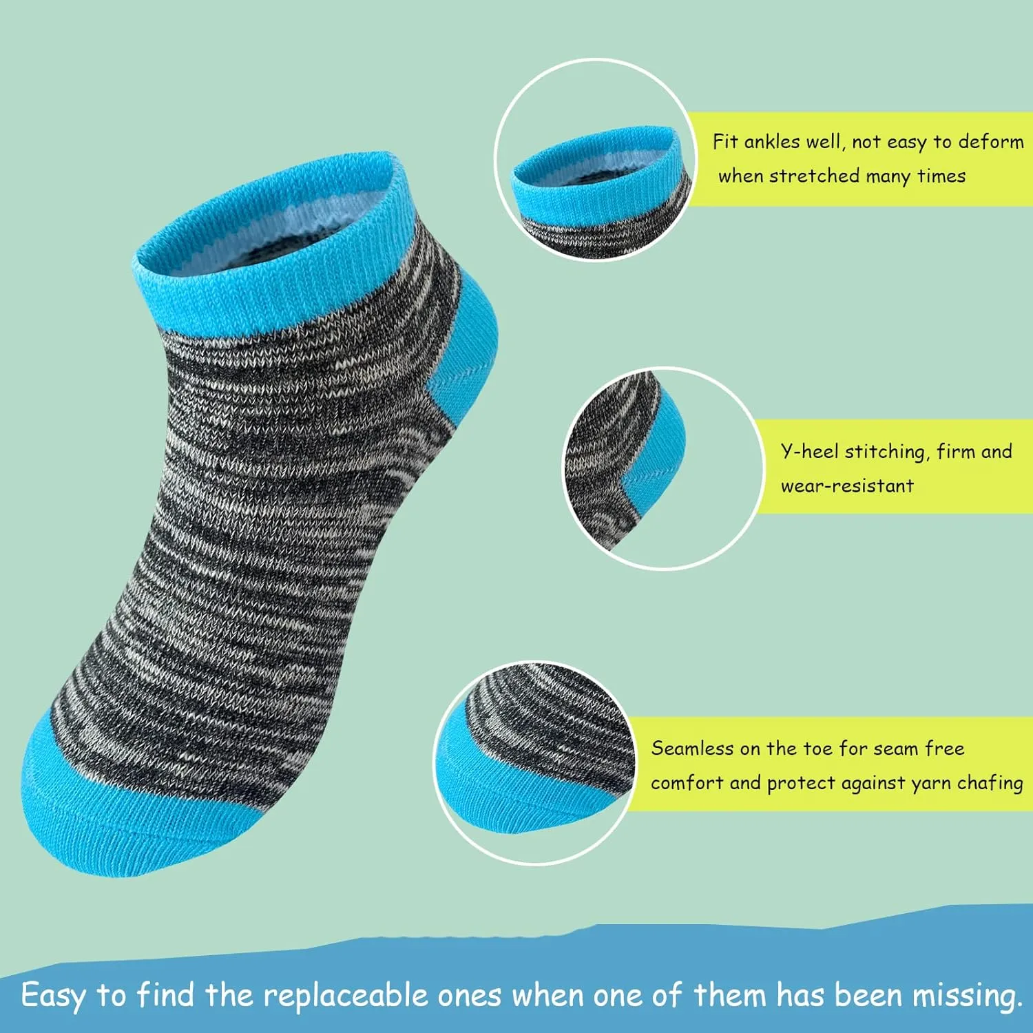 Boy Socks 24 Pairs Half Cushioned Low Cut Sock Ankle Athletic Cotton Sock For Little Big Kids