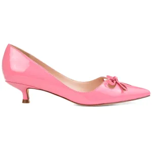Brinley Co. Womens Cut-Out Bow Kitten Heel Pump Pink, 7 Regular US