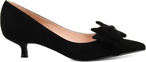 Brinley Co. Womens Pointed Toe Bow Pump Black, 8 Regular US