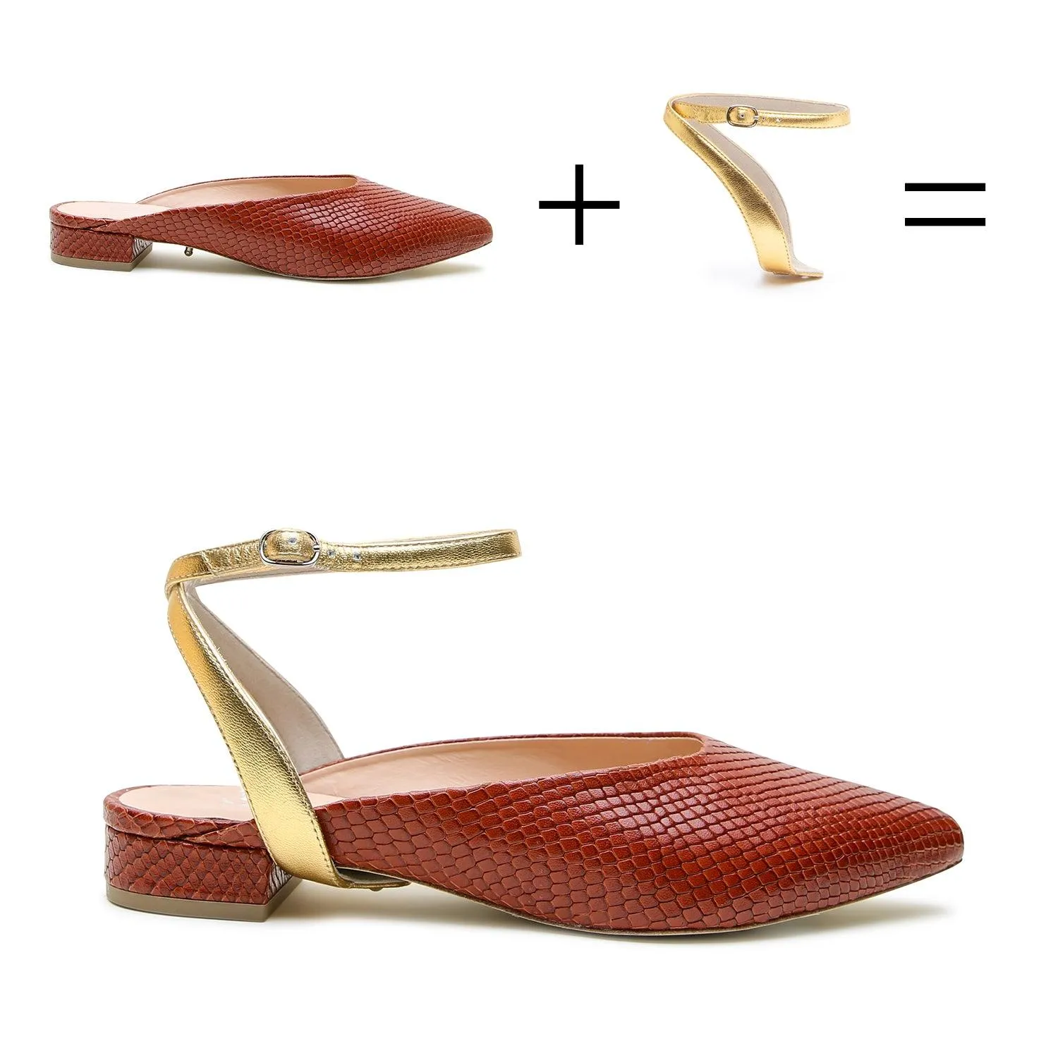 Brown Snake Point Slide   Gold Marilyn Strap