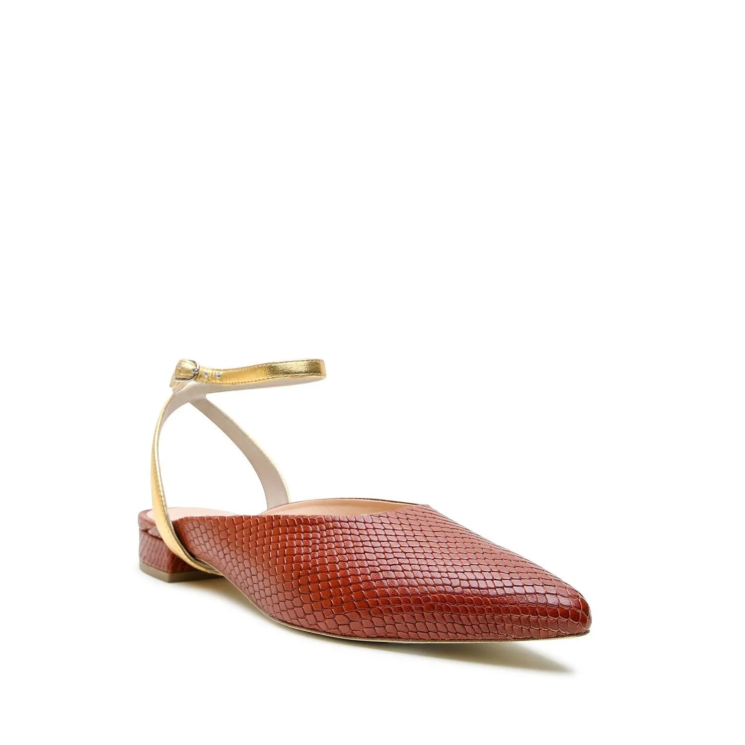Brown Snake Point Slide   Gold Marilyn Strap