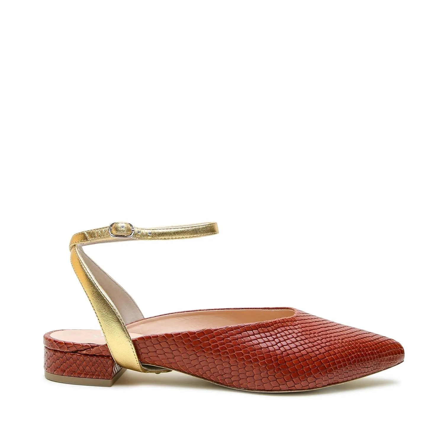 Brown Snake Point Slide   Gold Marilyn Strap