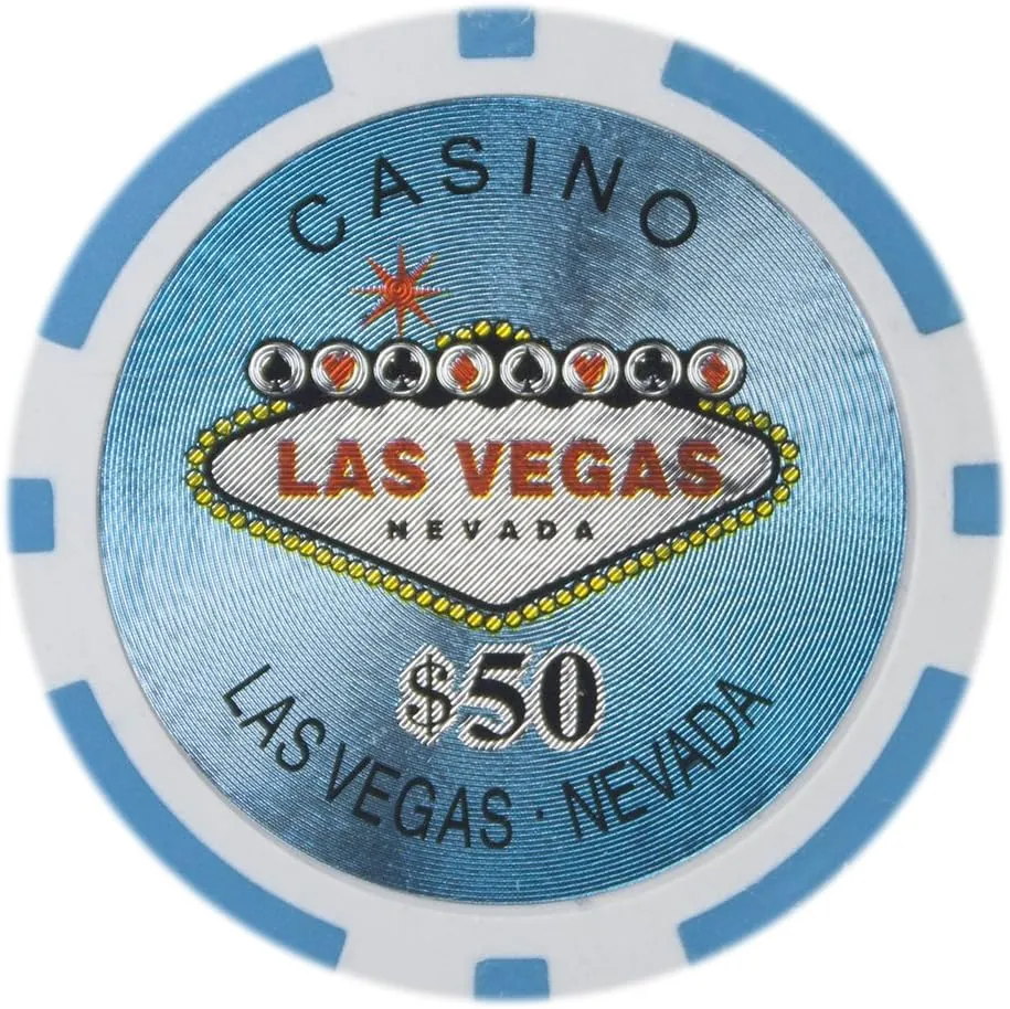 Brybelly Las Vegas Casino Poker Chip Heavyweight 14-gram Clay Composite – Pack of 50