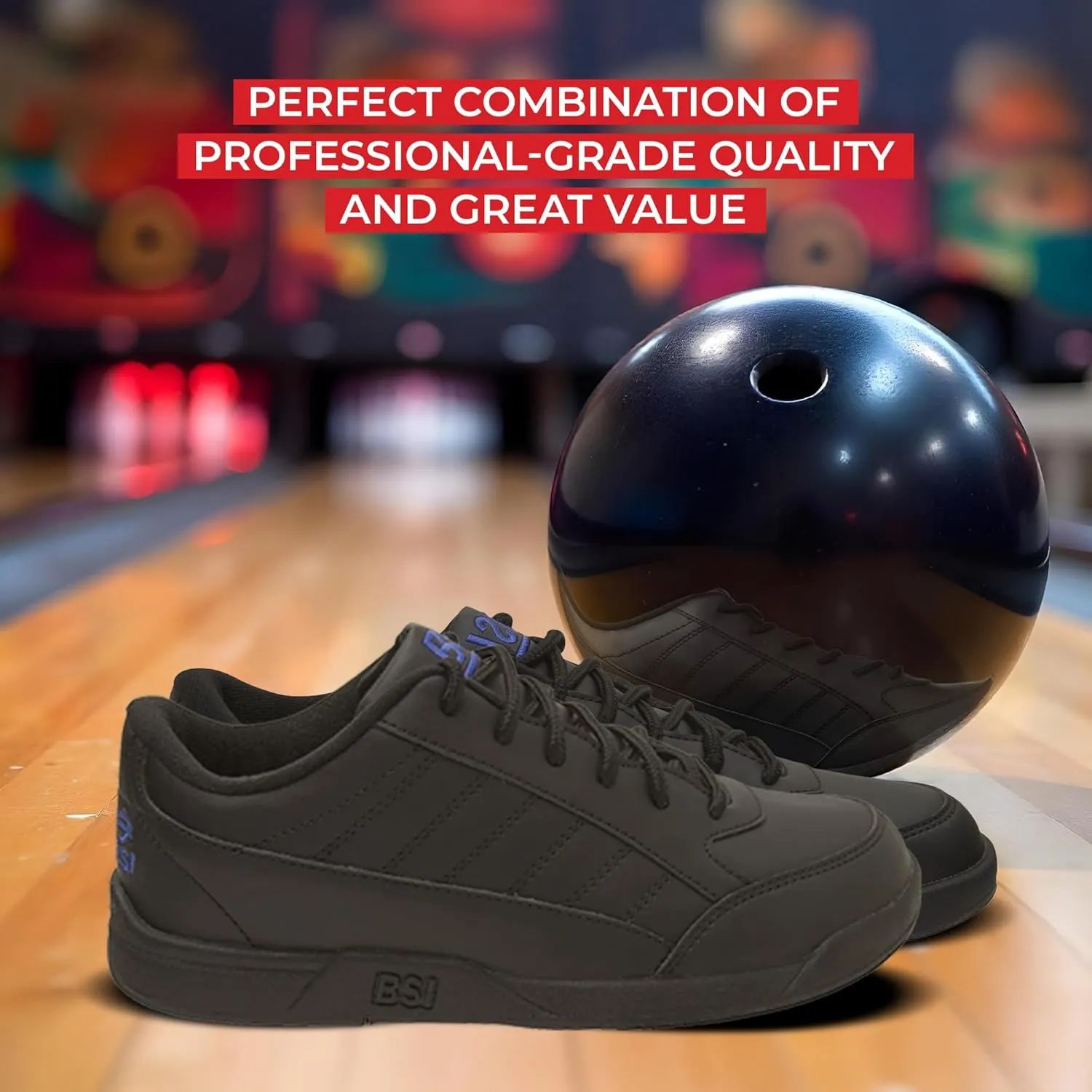 BSI Youth Boys Sport Bowling Shoe - Lightweight Leather Shoes with Cushioned Support, White/Black, Kids