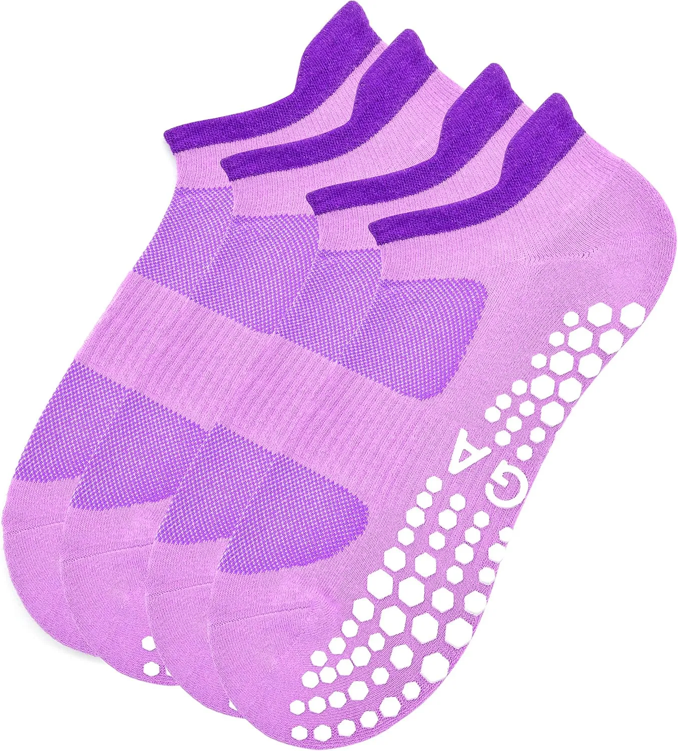 Busy Socks 2 Pack Non Slip Yoga Pilates Fitness Hospital Grip Socks for Women Men, Non Skid Barre Dance Ankle Cushioned Sock