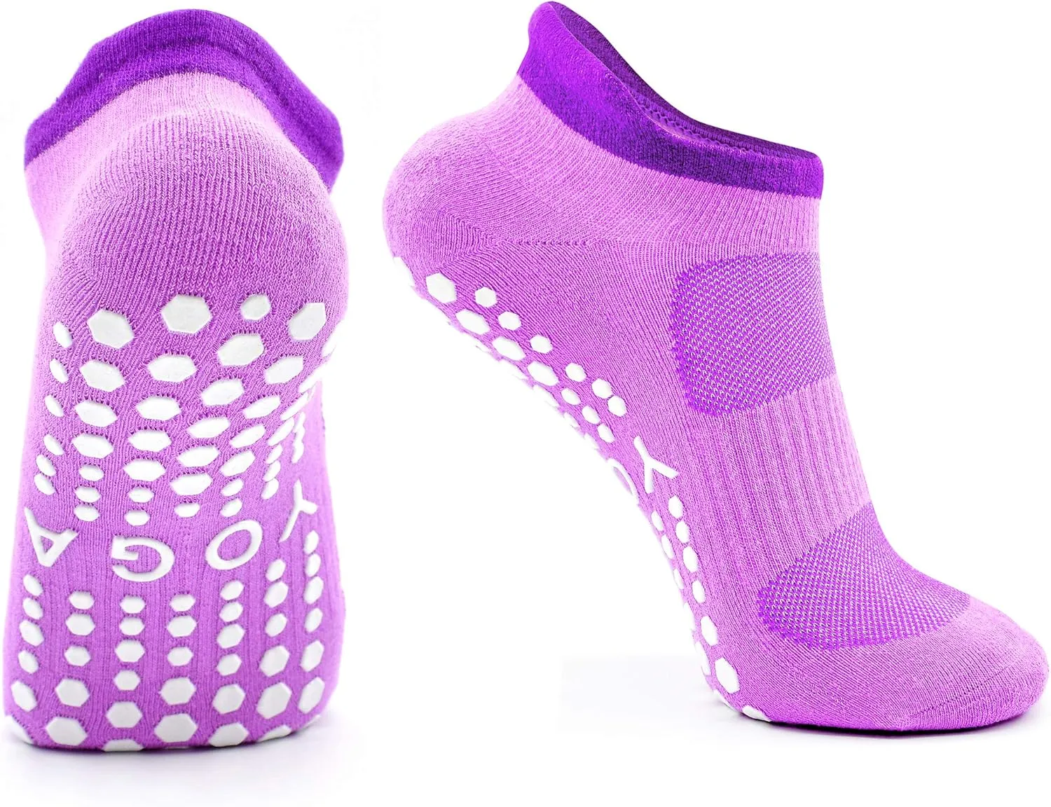Busy Socks 2 Pack Non Slip Yoga Pilates Fitness Hospital Grip Socks for Women Men, Non Skid Barre Dance Ankle Cushioned Sock
